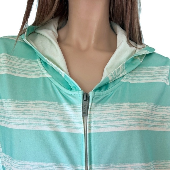 Bench Jacket Coat Sweater Hoodie Aqua Stripe Fitness Activewear Full Zip Front - Picture 9 of 14